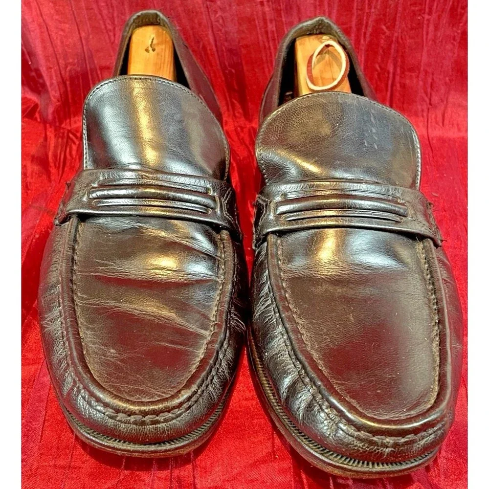 Mens Vntg Florsheim 23242 Black Leather Loafers sz 8.5D